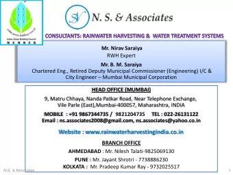 Website : www.rainwaterharvestingindia.co.in  BRANCH OFFICE AHMEDABAD : Mr. Nilesh