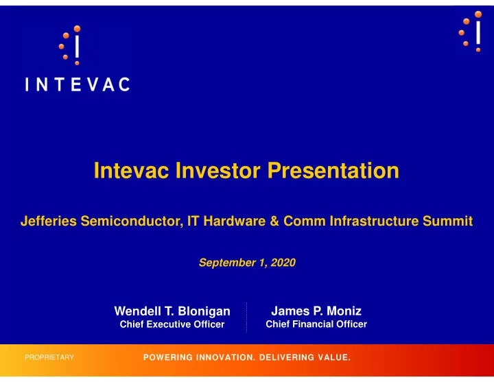 intevac investor presentation
