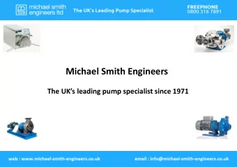 Michael Smith Engineers The UKs leading pump specialist since 1971  Specialist pump distributor