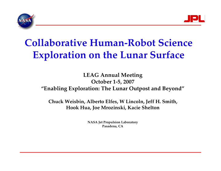 collaborative human robot science exploration on the