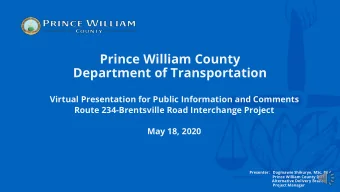 Prince William County  Department of Transportation  Virtual Presentation for Public Information