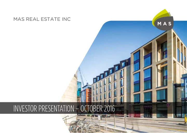 investor presentation october 2016 the arches new
