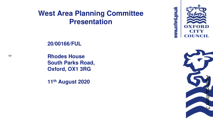 west area planning committee presentation