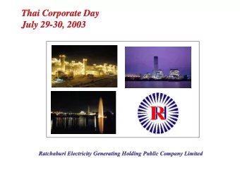 Thai Corporate Day  Thai Corporate Day  July  July 29  29-30  30,  , 2003  2003