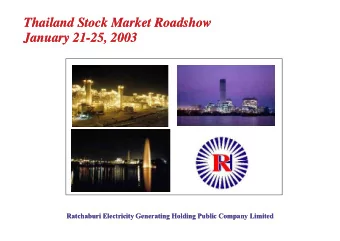 Thailand Stock Market Roadshow  Thailand Stock Market Roadshow  Thailand Stock Market Roadshow