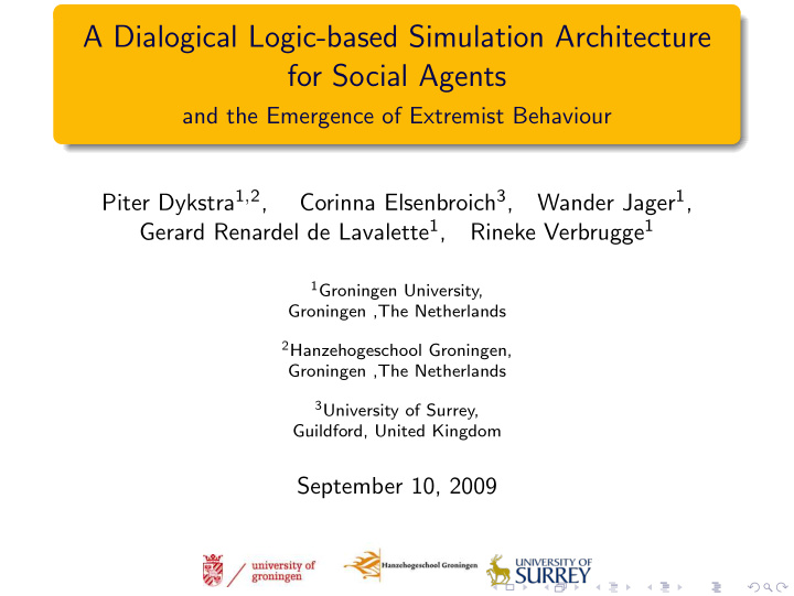 a dialogical logic based simulation architecture for