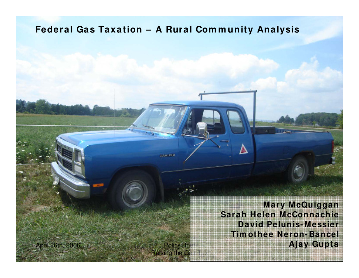 federal gas taxation a rural com m unity analysis