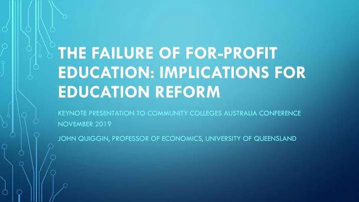the failure of for profit education implications for