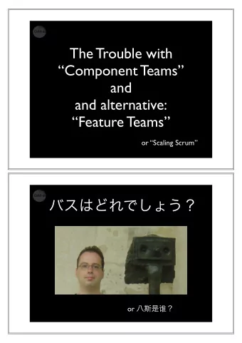 The Trouble with  Component Teams  and  and alternative: