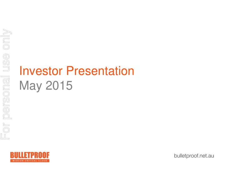 may 2015 company overview