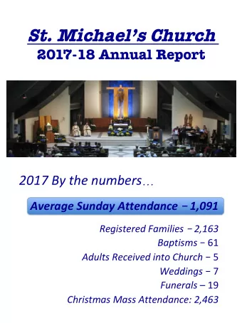 St. Michaels Church  2017-18 Annual Report 2017 By the numbers  Average Sunday Attendance