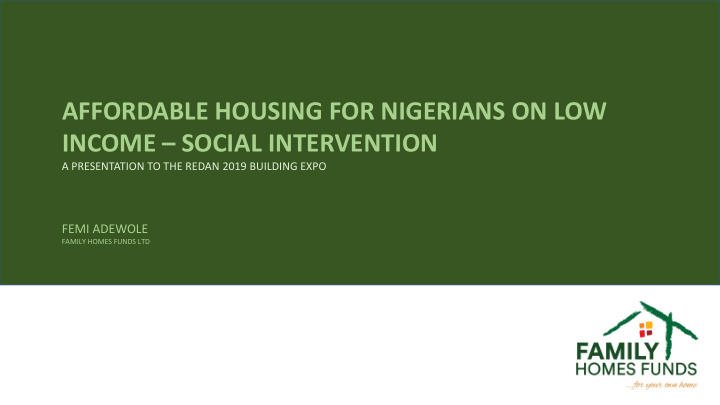 affordable housing for nigerians on low income social