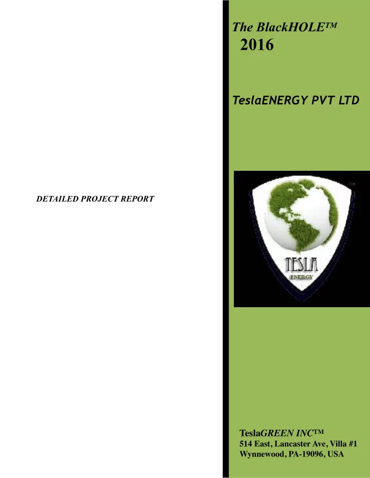 detailed project report tesla green inc tm 514 east