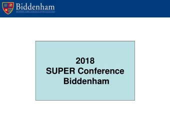 2018  SUPER Conference  Biddenham  Sharing research and practice from SUPER Members  INTRODUCING