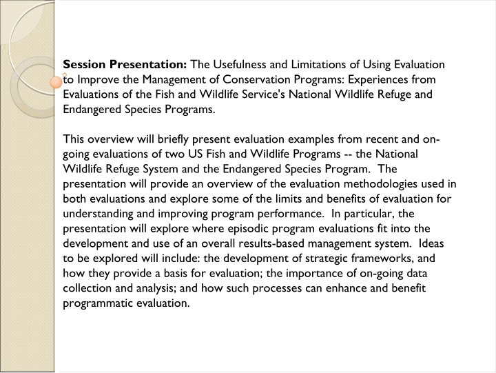 session presentation the usefulness and limitations of