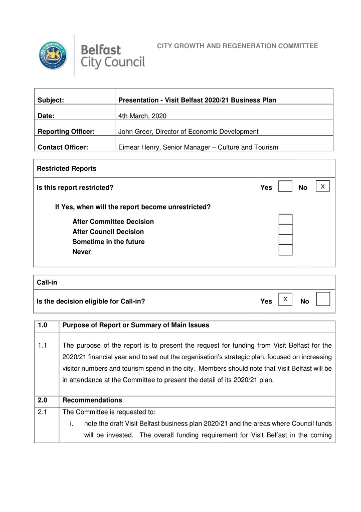 city growth and regeneration committee subject