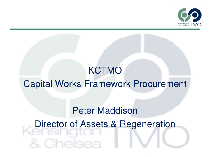 kctmo capital works framework procurement peter maddison