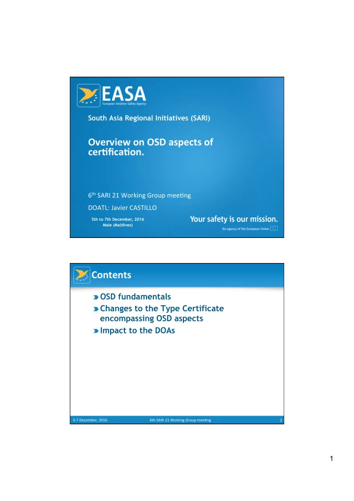 overview on osd aspects of cer2fica2on