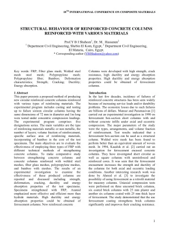 STRUCTURAL BEHAVIOUR OF REINFORCED CONCRETE COLUMNS  REINFORCED WITH VARIOUS MATERIALS Prof.Y B I