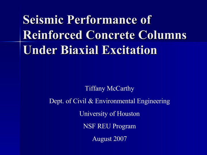 seismic performance of seismic performance of reinforced