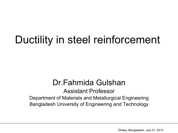ductility in steel reinforcement