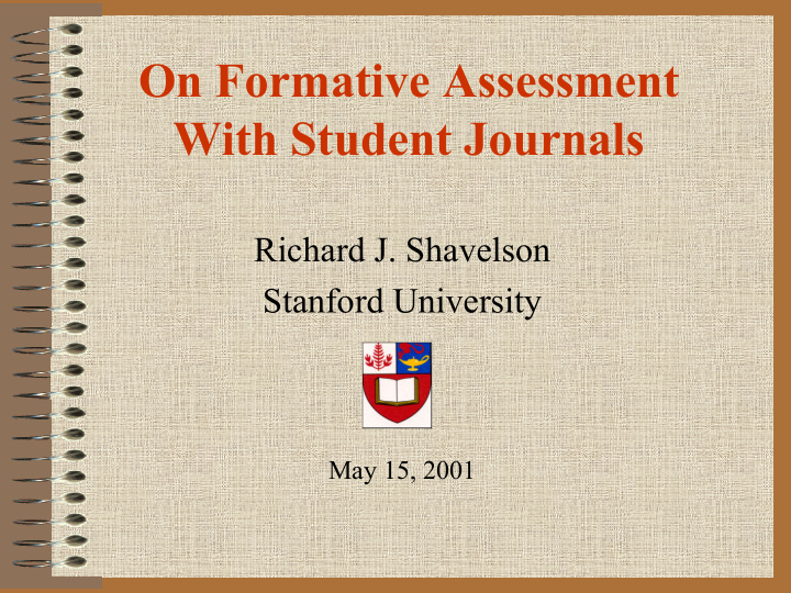 on formative assessment with student journals