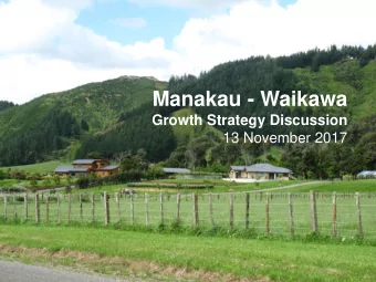 Manakau - Waikawa  Growth Strategy Discussion  13 November 2017  Waikawa Beach  Horowhenua