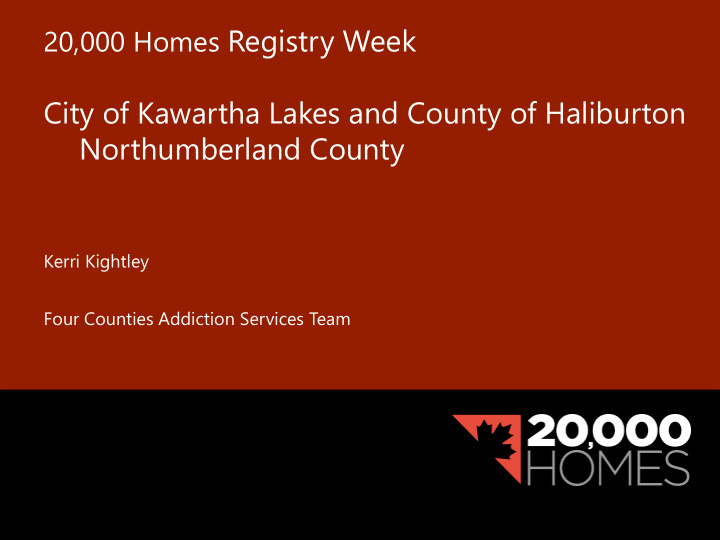20 000 homes registry week