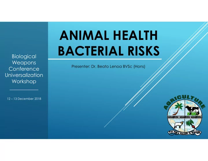 animal health bacterial risks
