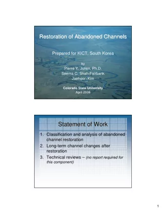 Statement of Work  Statement of Work  1. Classification and analysis of abandoned  channel
