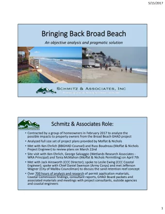 Bri  ringing Back Broad Beach  An objective analysis and pragmatic solution  Schmitz &amp; Ass