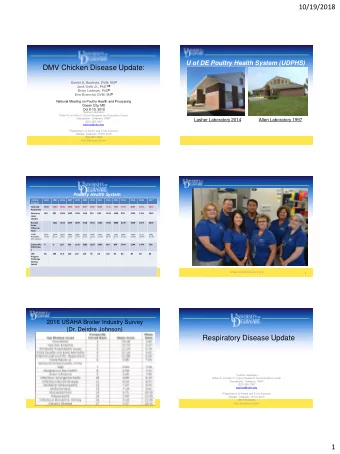 10/19/2018  U of DE Poultry Health System (UDPHS)  DMV Chicken Disease Update: Daniel A. Bautista,
