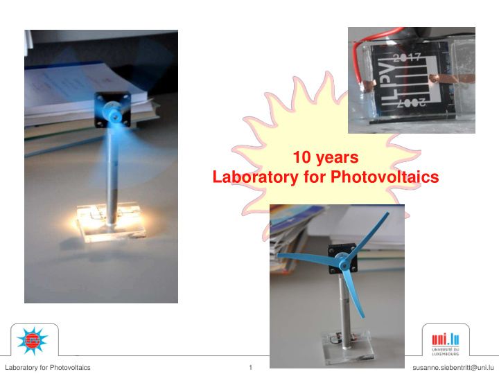 10 years laboratory for photovoltaics