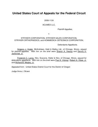 United States Court of Appeals for the Federal Circuit  2008-1124  ACUMED LLC,  Plaintiff-Appellee,