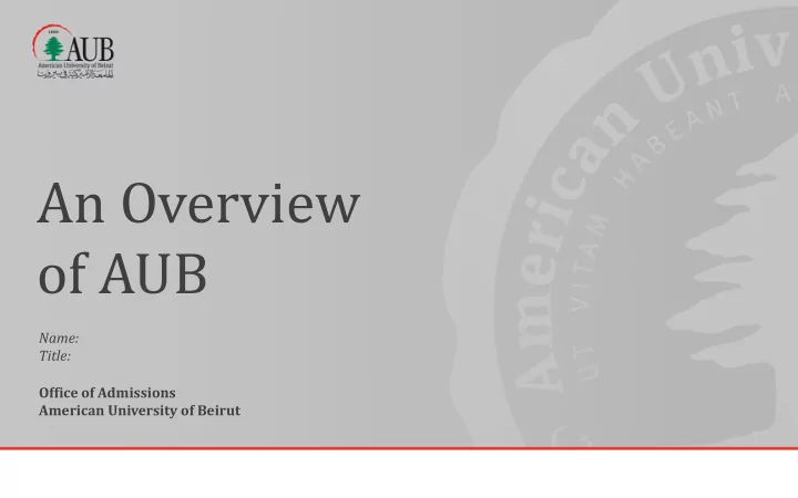 an overview of aub