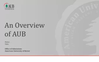 An Overview  of AUB  Name:  Title:  Office of Admissions  American University of Beirut  Historical