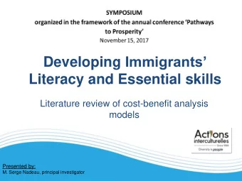 Developing Immigrants Literacy and Essential skills  Literature review of cost-benefit analysis