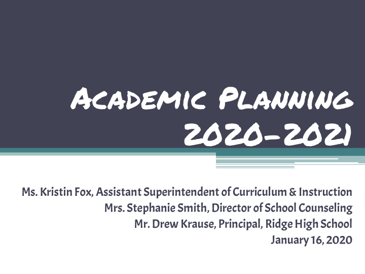academic planning 2020 2021