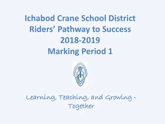 Ichabod Crane School District  Riders Pathway to Success  2018-2019  Marking Period 1  Learni