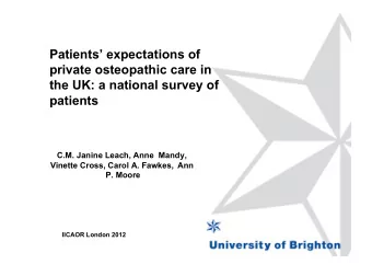Patients expectations of  private osteopathic care in  the UK: a national survey of  patients