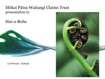 Hui-a-Rohe  23 February, Taihape  Overview    Rnanga Matters    Waitangi Tribunal hearings