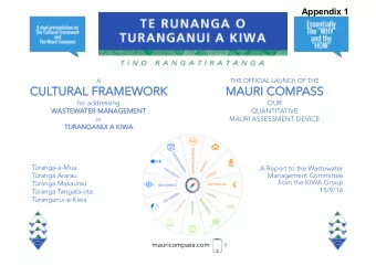 CULTURAL FR  L FRAMEWO  WORK  MAURI COMP  MA  OMPASS  OUR  for addressing  QUANTITATIVE  WASTEWA