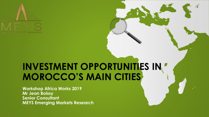 investment opportunities in morocco s main cities