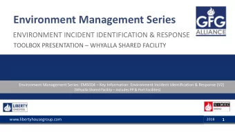 Environment Management Series  ENVIRONMENT INCIDENT IDENTIFICATION &amp; RESPONSE TOOLBOX