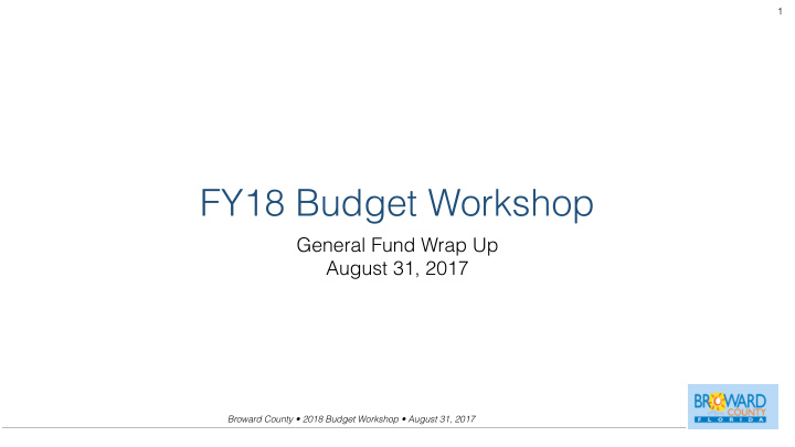 fy18 budget workshop