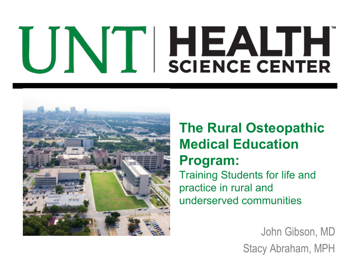 the rural osteopathic medical education program