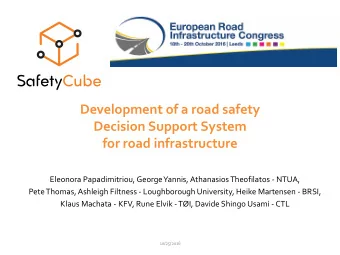 Development of a road safety  Decision Support System  for road infrastructure  Eleonora