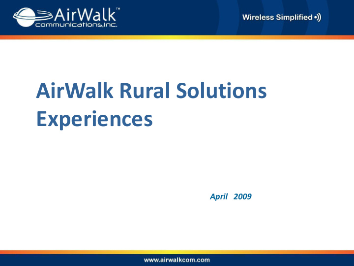 airwalk rural solutions experiences