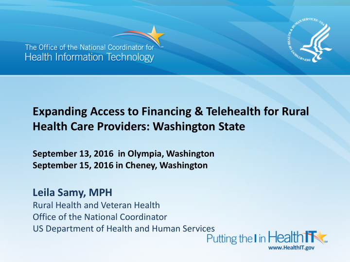 expanding access to financing telehealth for rural health