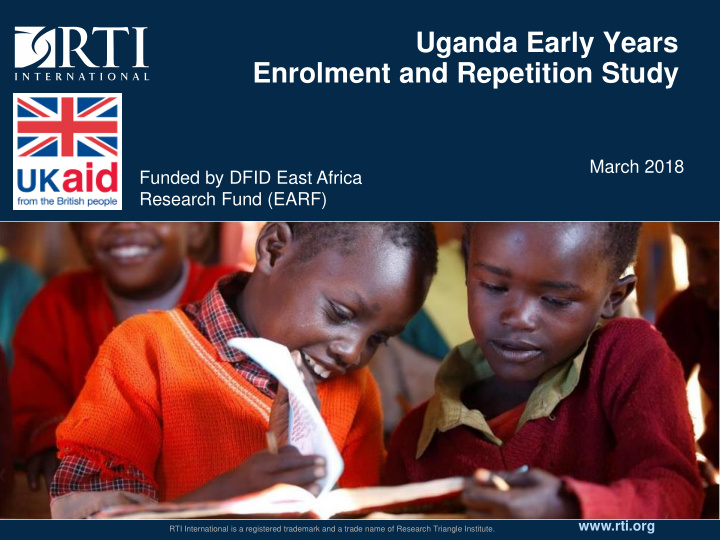 uganda early years enrolment and repetition study